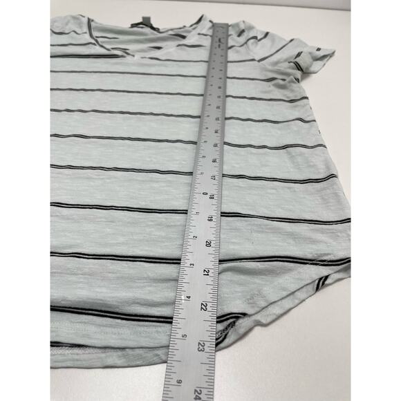 Green Envelope Short Sleeve Horizontal Striped V-Neck T-Shirt White Nautical L - Picture 10 of 10